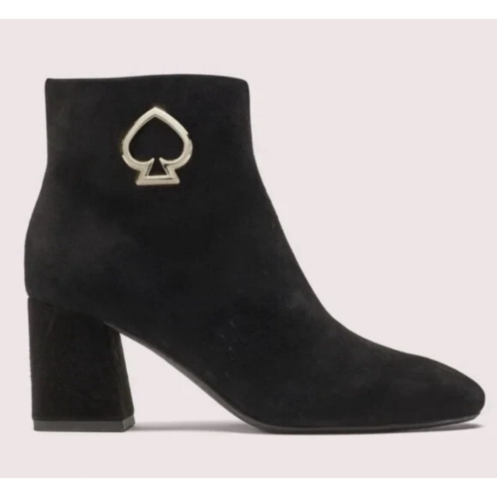 Kate Spade Alihandra Luxe Suede Ankle Boots Black‎ Women's Size 10